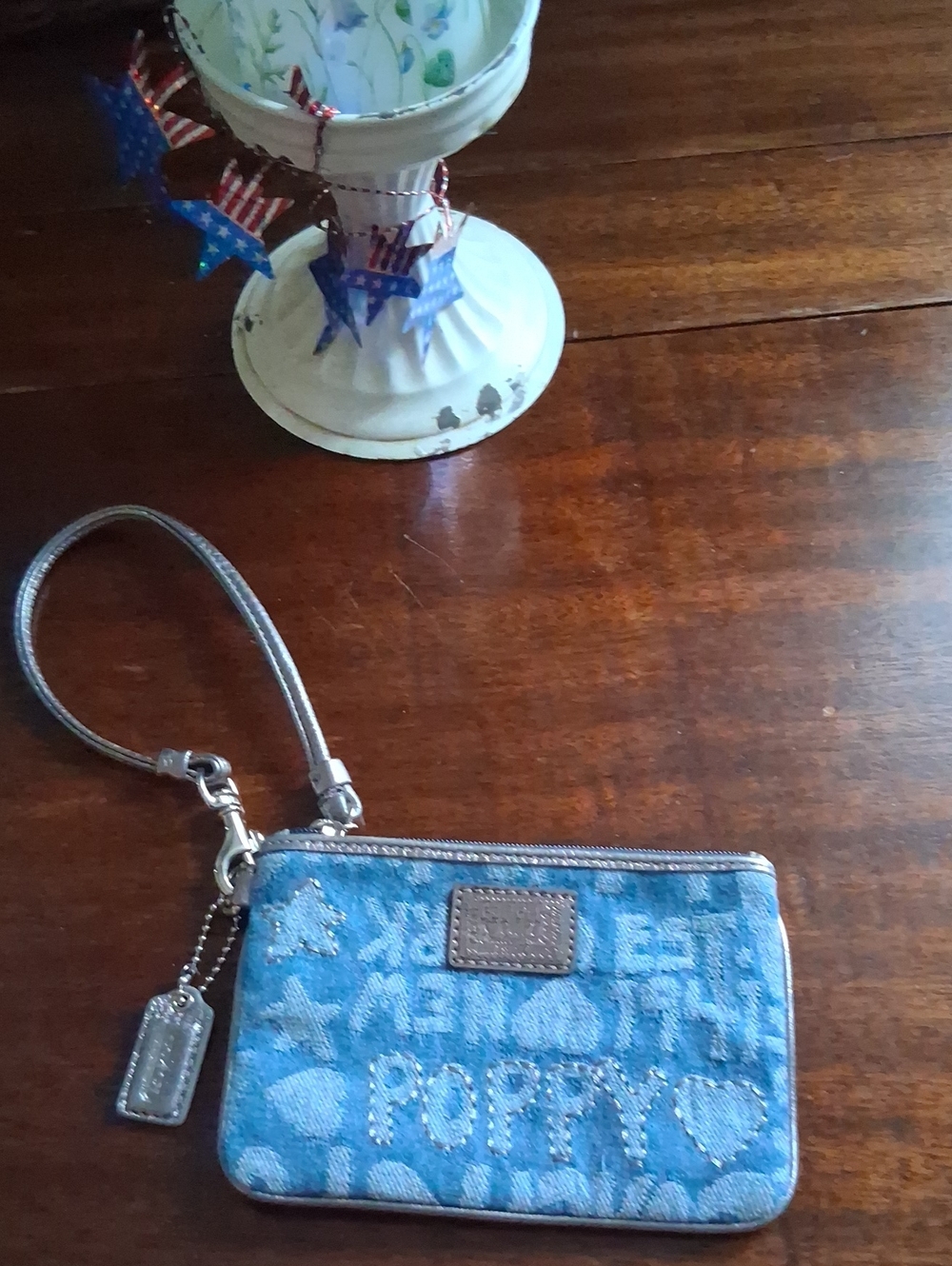 Coach Denim Poppy Logo Wristlet in Blue - Picture 2 of 4